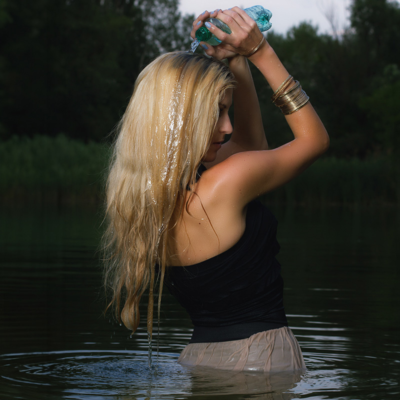 A sensual dip in the lake